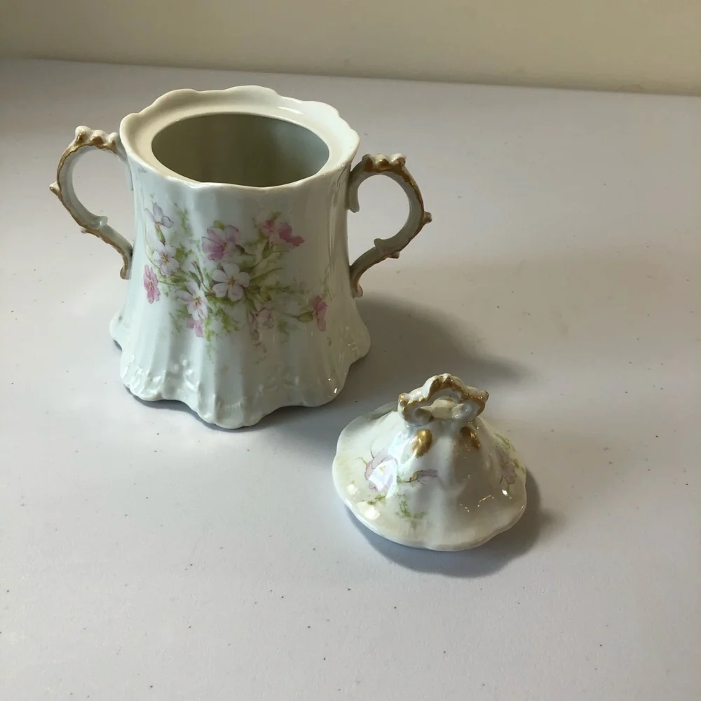 Vintage Antique Sterling China Co Sugar Bowl Dish Pink Floral, Collector China